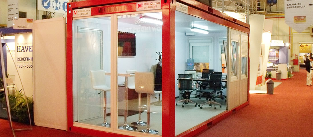 trade show event containers displayed