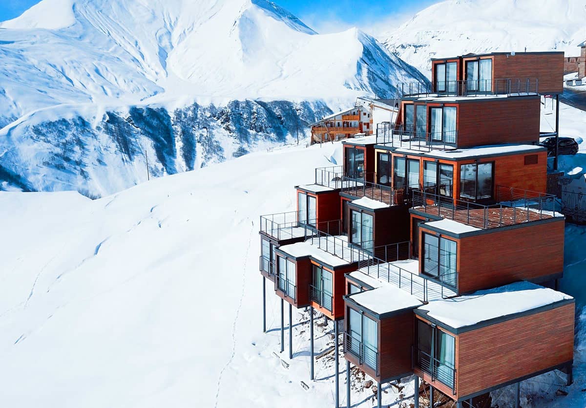 converted shipping containers elevated mountain views