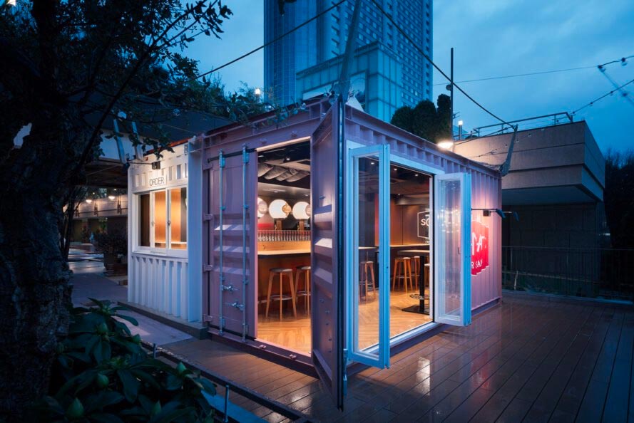 Recycled Shipping Container turned into Trendy Bar in Tokyo