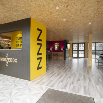 Snoozebox Shipping Container Hotel Reception