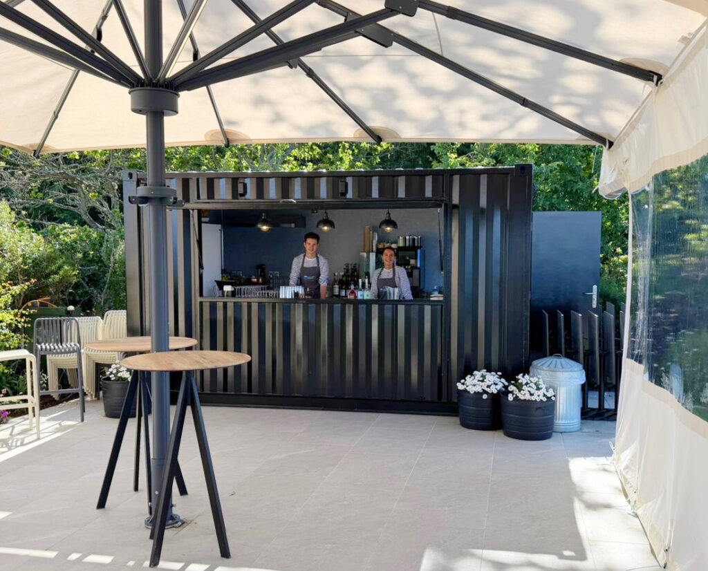 Converted container bar Guernsey hotel