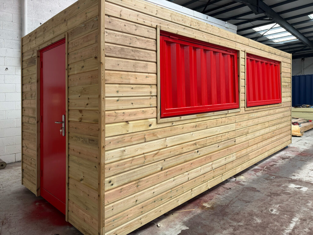 Timber clad 20ft catering unit container conversion